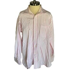Men’s Burberry London Size 17R Pink White Button Down Shirt